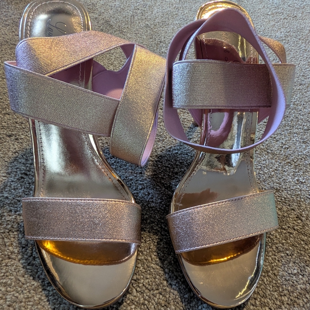 New Lauren Lorraine Dallas Rose Gold Stiletto Sandals, Size 10 - Picture 2 of 7